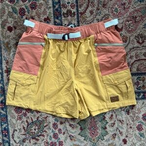 Patagonia Yellow and Pink Cargo Shorts with Utility Design